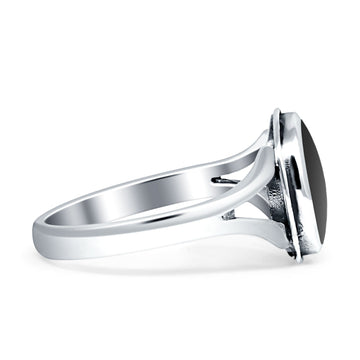 Oval Split Shank Oxidized Ring Black Onyx 925 Sterling Silver Wholesale